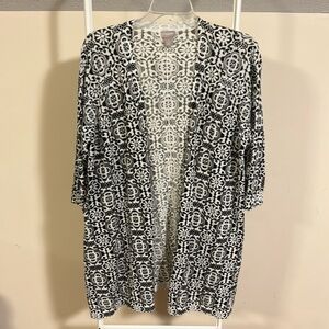 Chicos open front black white duster